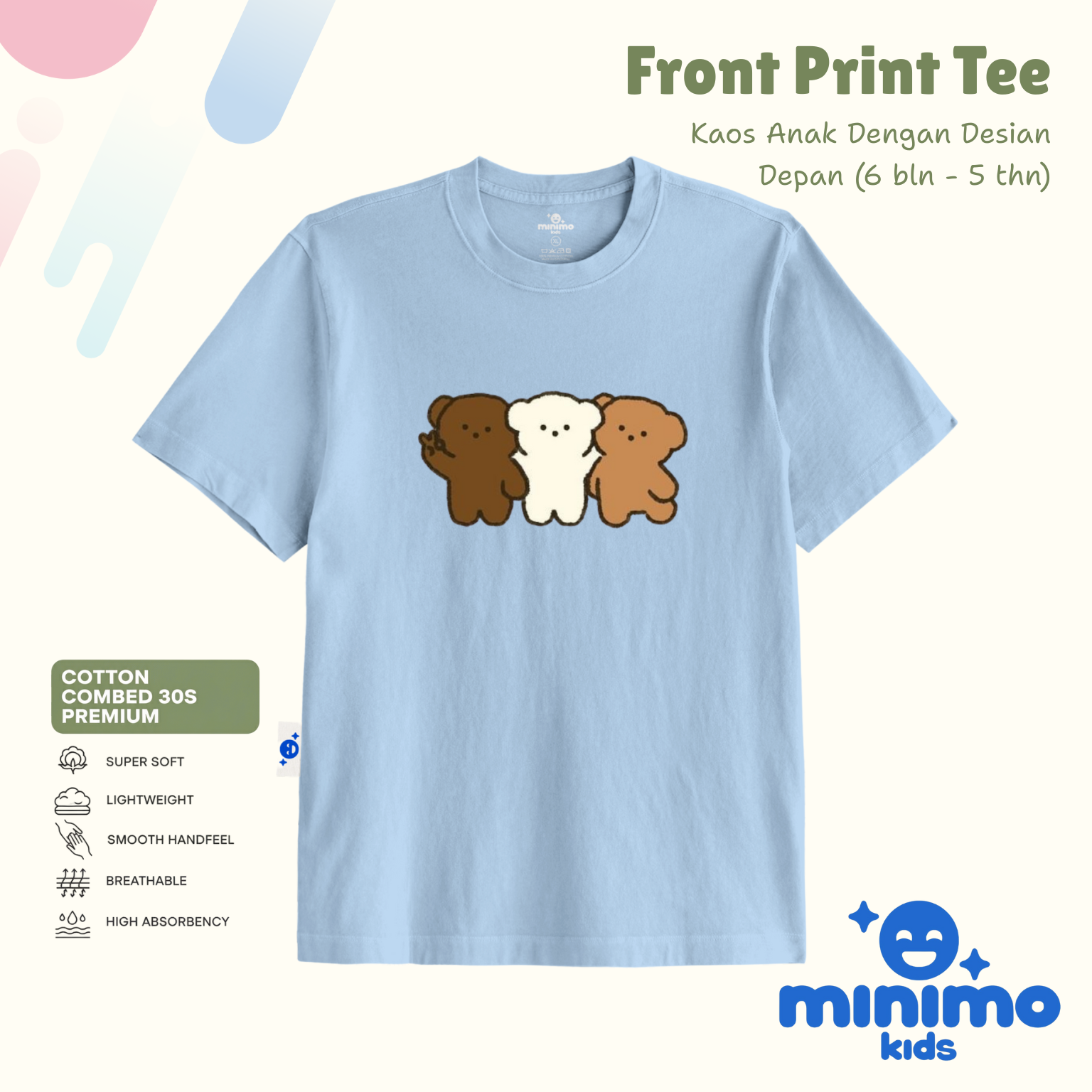 Basic Tee Minimo Kids - sky bluepink